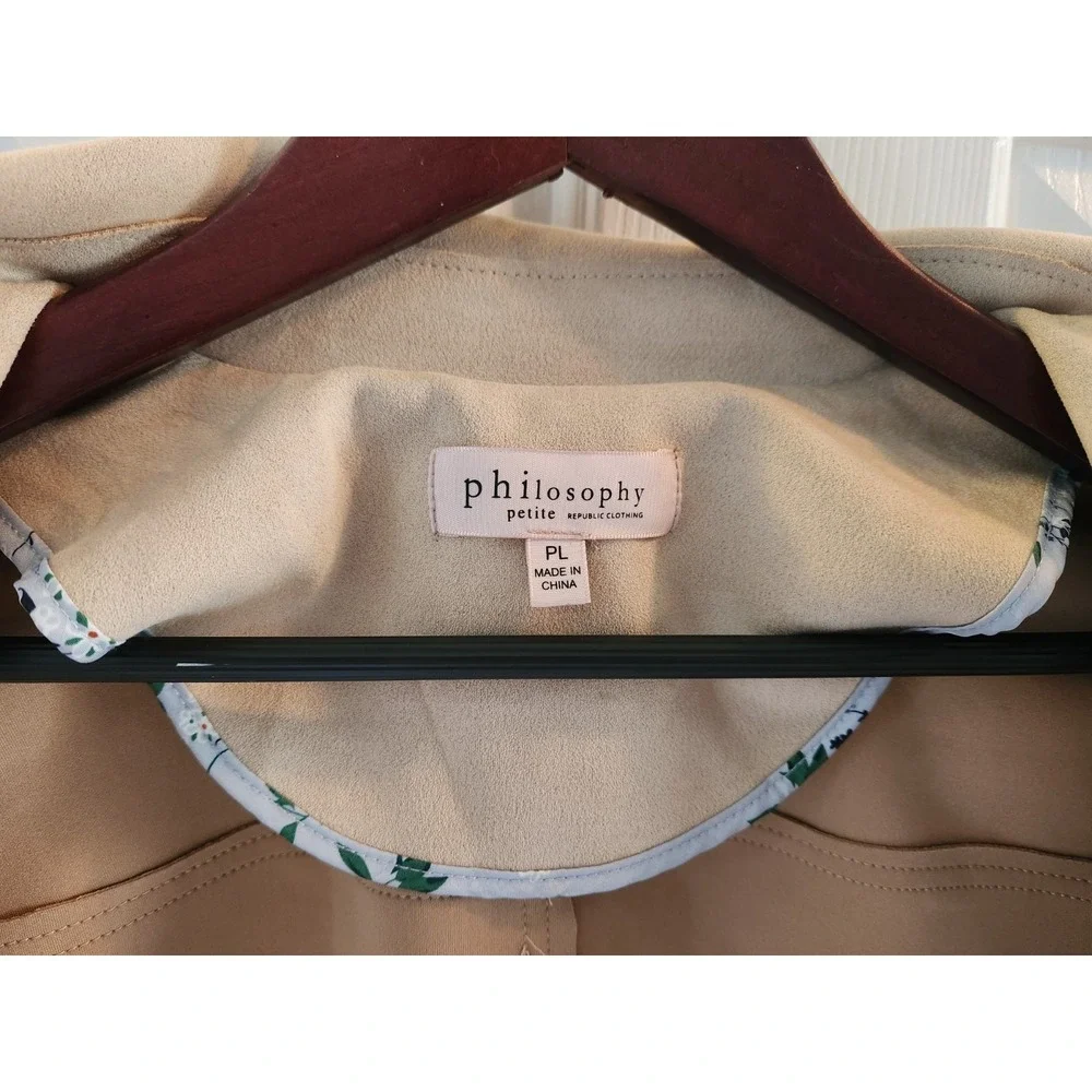 Philosophy Women's Dress Jacket Cream Faux Leather Large - Picture 2 of 6